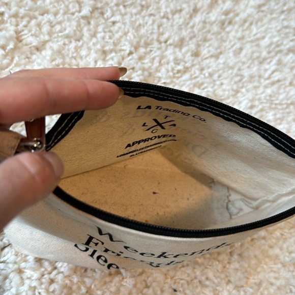 Weekends Friends Statement Canvas Travel Mini Make Up Pouch Bag Cream One Size - Picture 3 of 4